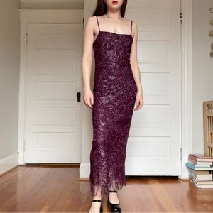 purple sparkle fringe gown 🍷